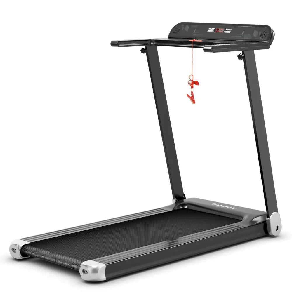 Folding Electric Compact Walking Treadmill with APP Control Speaker-Silver - Silver - Treadmills