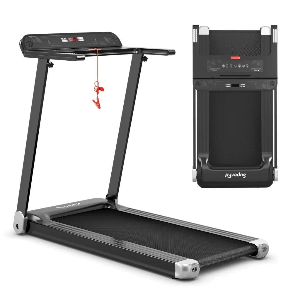 Folding Electric Compact Walking Treadmill with APP Control Speaker-Silver - Silver - Treadmills