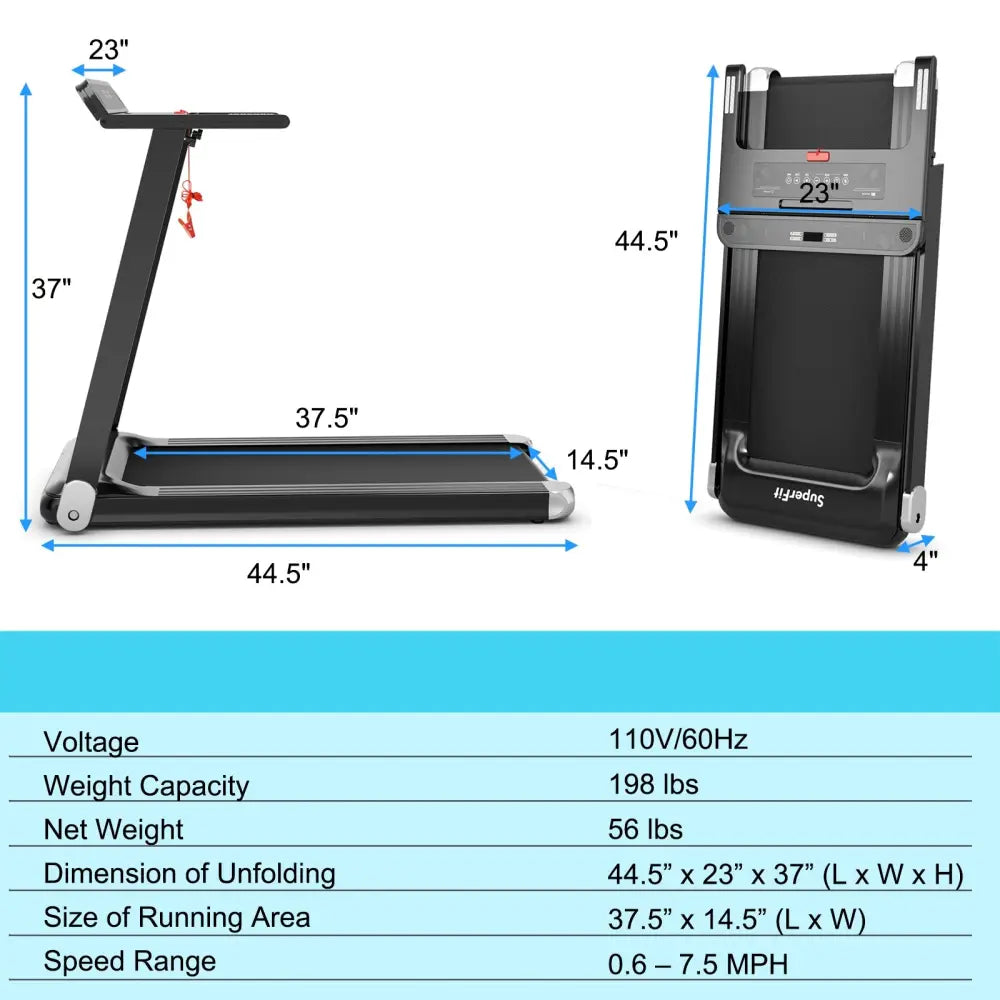 Folding Electric Compact Walking Treadmill with APP Control Speaker-Silver - Silver - Treadmills