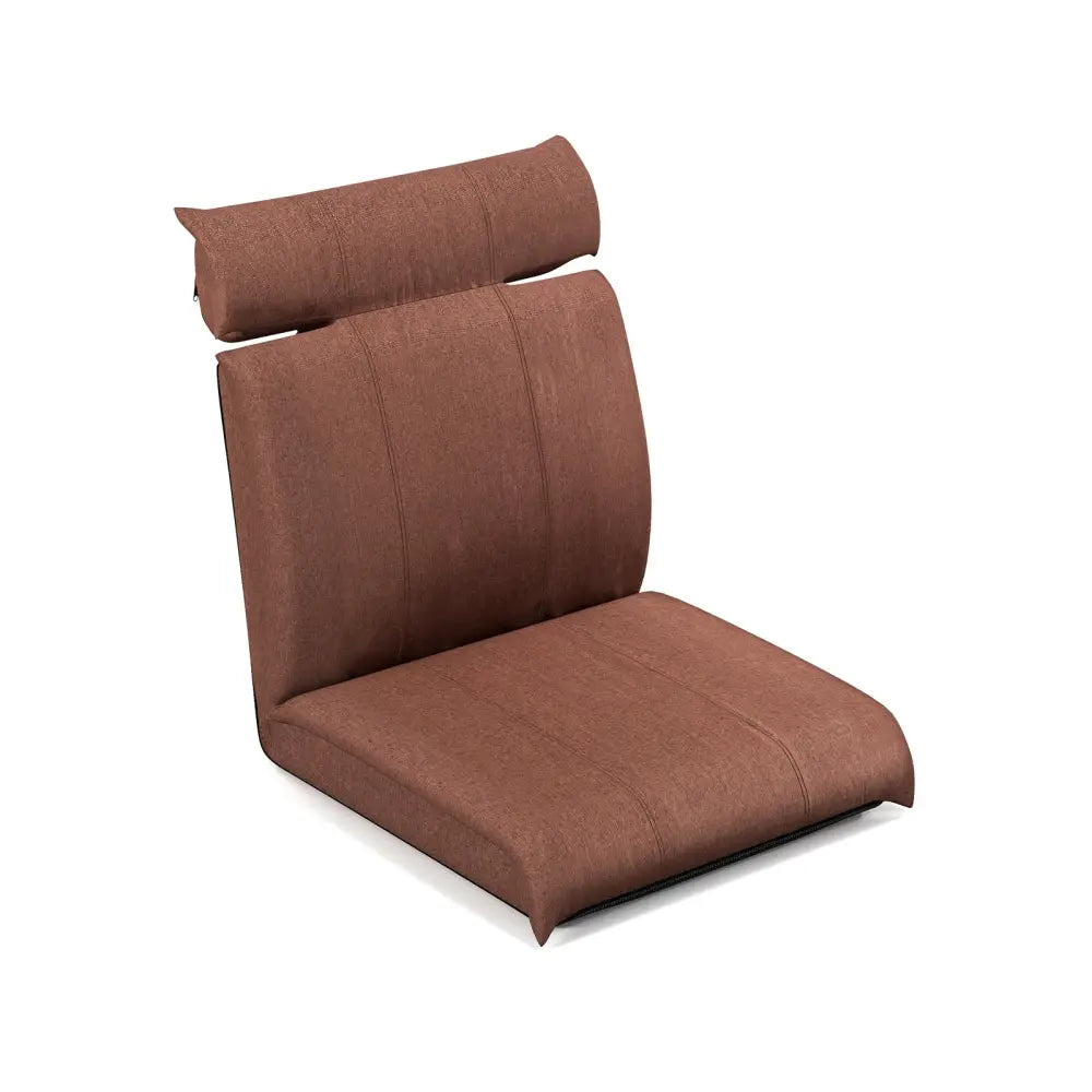 Folding Floor Chair with 14-Poistion Adjustable Backrest and 5-Position Adjustable Headrest-Brown - Brown - Floor Chairs