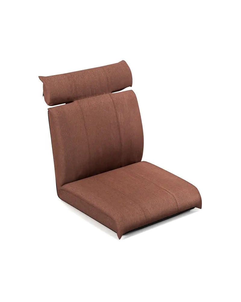 Folding Floor Chair with 14-Poistion Adjustable Backrest and 5-Position Adjustable Headrest-Brown - Brown - Floor Chairs