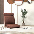 Folding Floor Chair with 14-Poistion Adjustable Backrest and 5-Position Adjustable Headrest-Brown - Brown - Floor Chairs