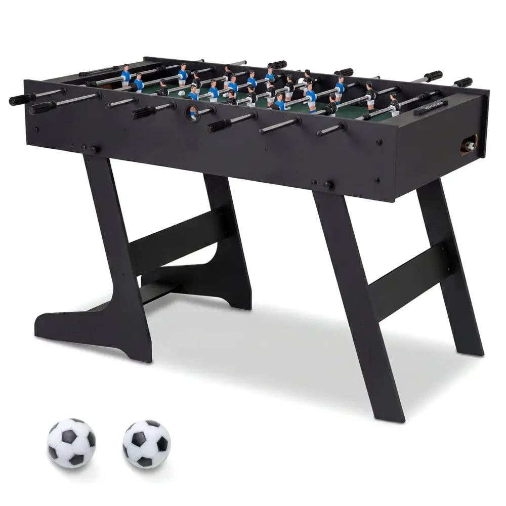 Folding Foosball Table 4ft x 2ft Competition-Sized Soccer Table with 2 Balls and Slide Scorers-Black - Black - Game Room