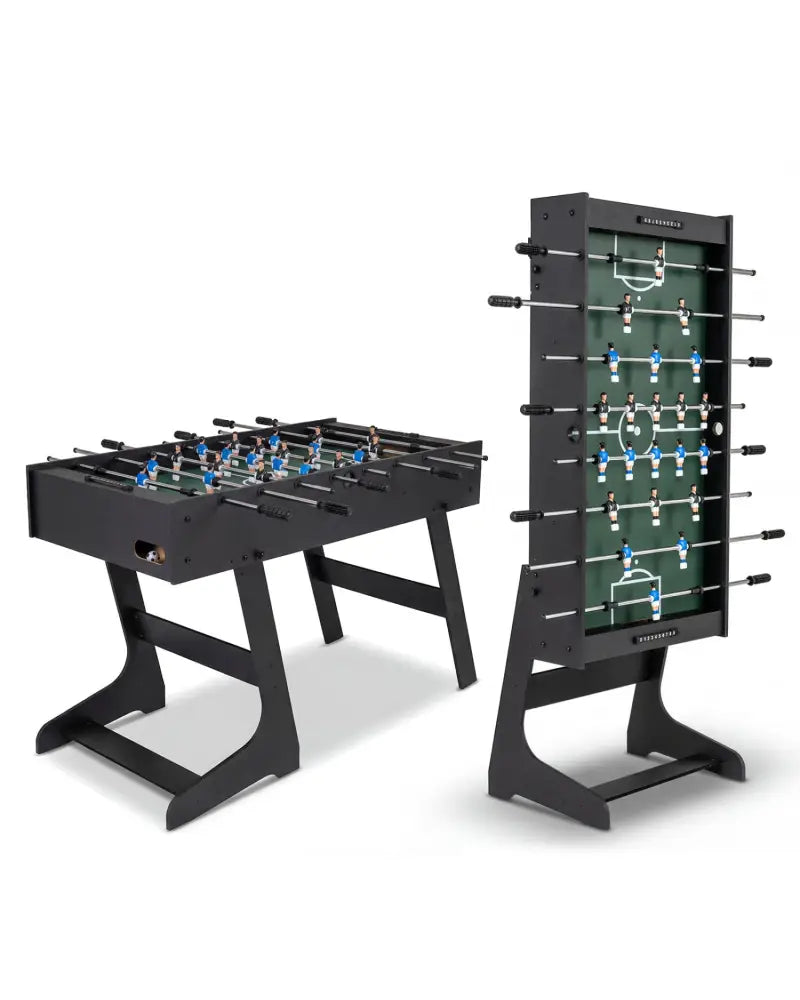 Folding Foosball Table 4ft x 2ft Competition-Sized Soccer Table with 2 Balls and Slide Scorers-Black - Black - Game Room