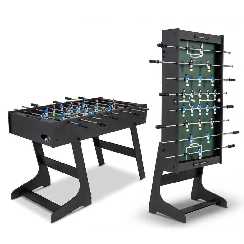 Folding Foosball Table 4ft x 2ft Competition-Sized Soccer Table with 2 Balls and Slide Scorers-Black - Black - Game Room