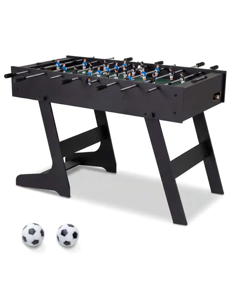Folding Foosball Table 4ft x 2ft Competition-Sized Soccer Table with 2 Balls and Slide Scorers-Black - Black - Game Room