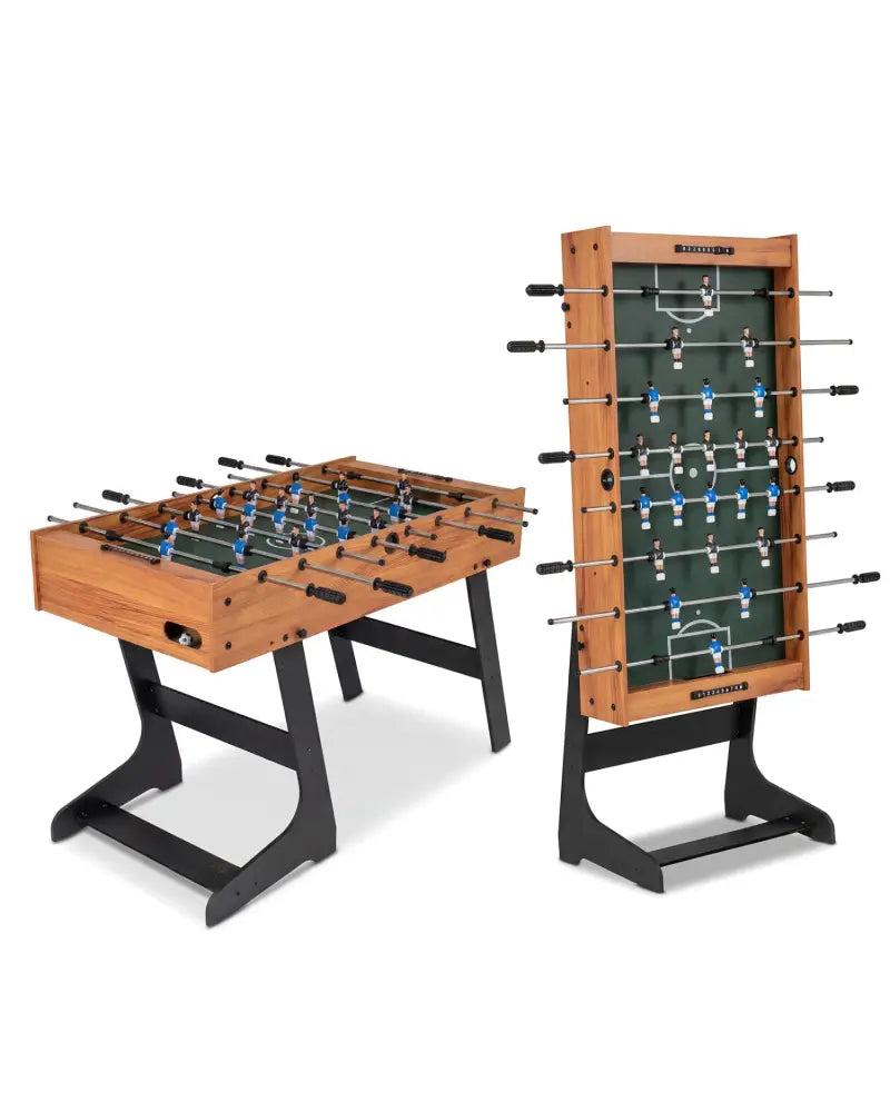 Folding Foosball Table 4ft x 2ft Competition-Sized Soccer Table with 2 Balls and Slide Scorers-Natural - Natural - Game