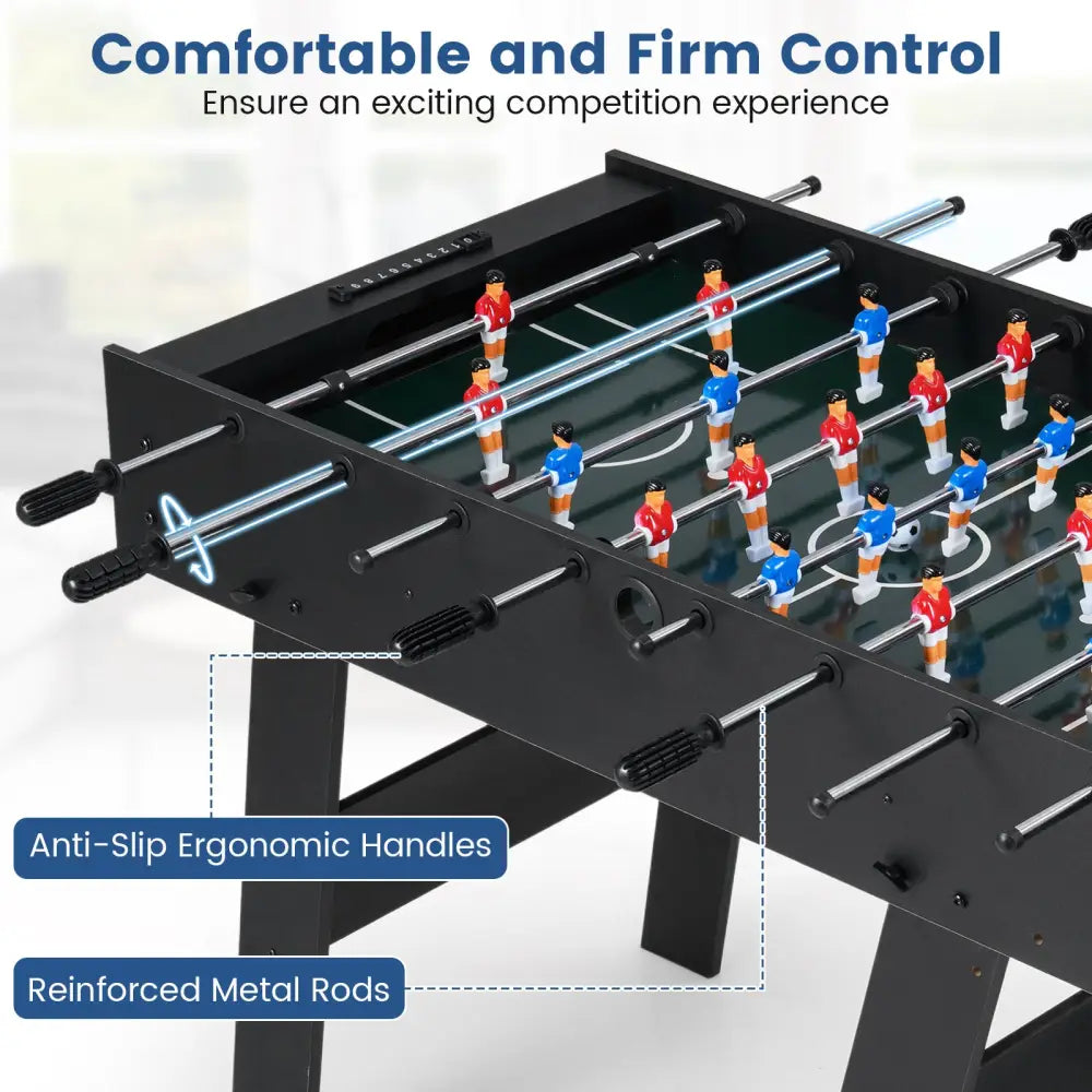 Folding Foosball Table with 22 Players and Slide Scorers Space-Saving Game Table-Black - Black - Game Room
