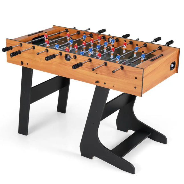Folding Foosball Table with 22 Players and Slide Scorers Space-Saving Game Table-Natural - Natural - Game Room