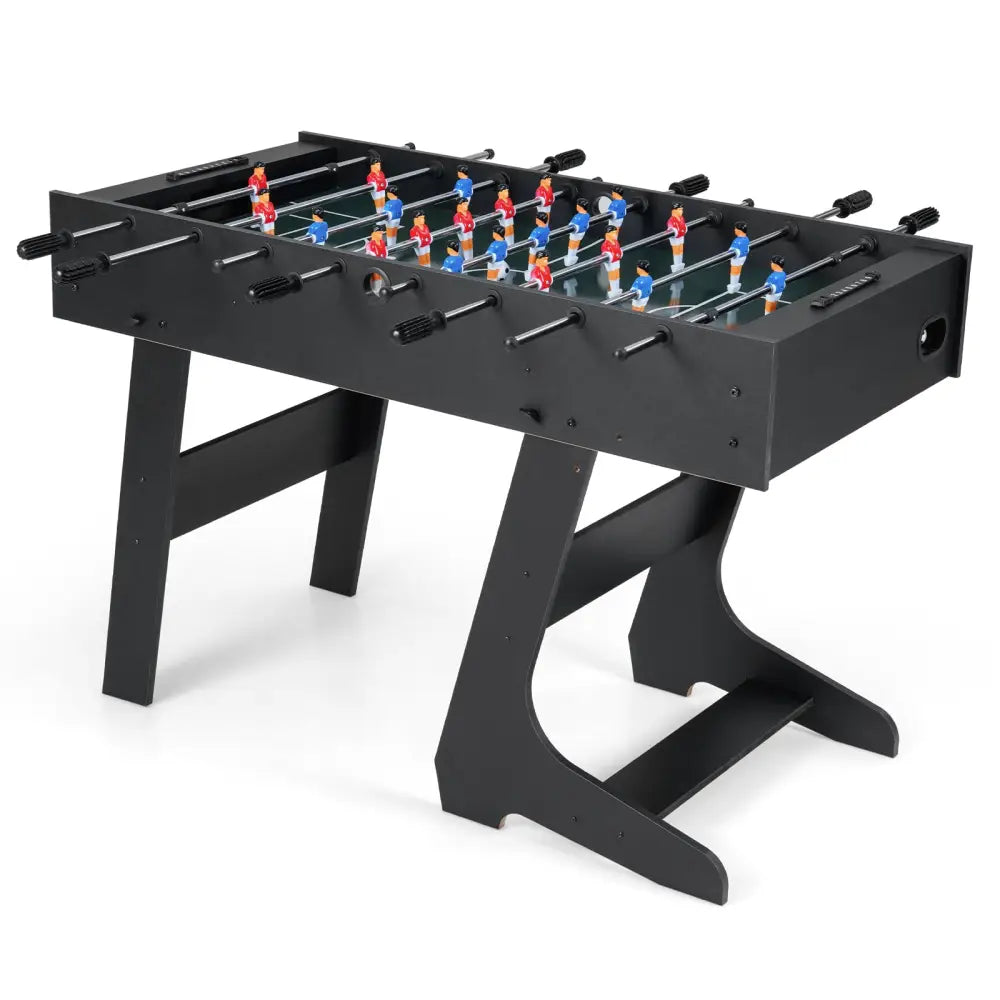 Folding Foosball Table with 22 Players and Slide Scorers Space-Saving Game Table-Black - Black - Game Room