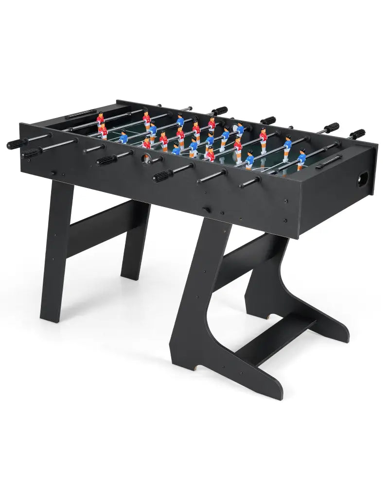 Folding Foosball Table with 22 Players and Slide Scorers Space-Saving Game Table-Black - Black - Game Room