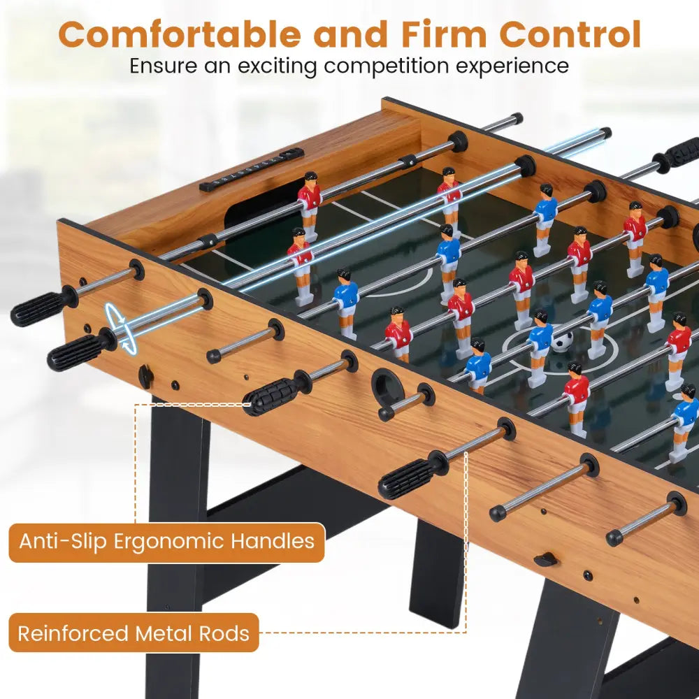 Folding Foosball Table with 22 Players and Slide Scorers Space-Saving Game Table-Natural - Natural - Game Room