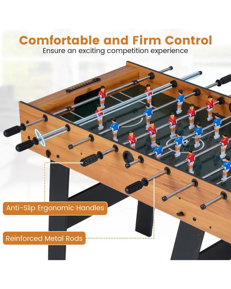 Folding Foosball Table with 22 Players and Slide Scorers Space-Saving Game Table-Natural - Natural - Game Room