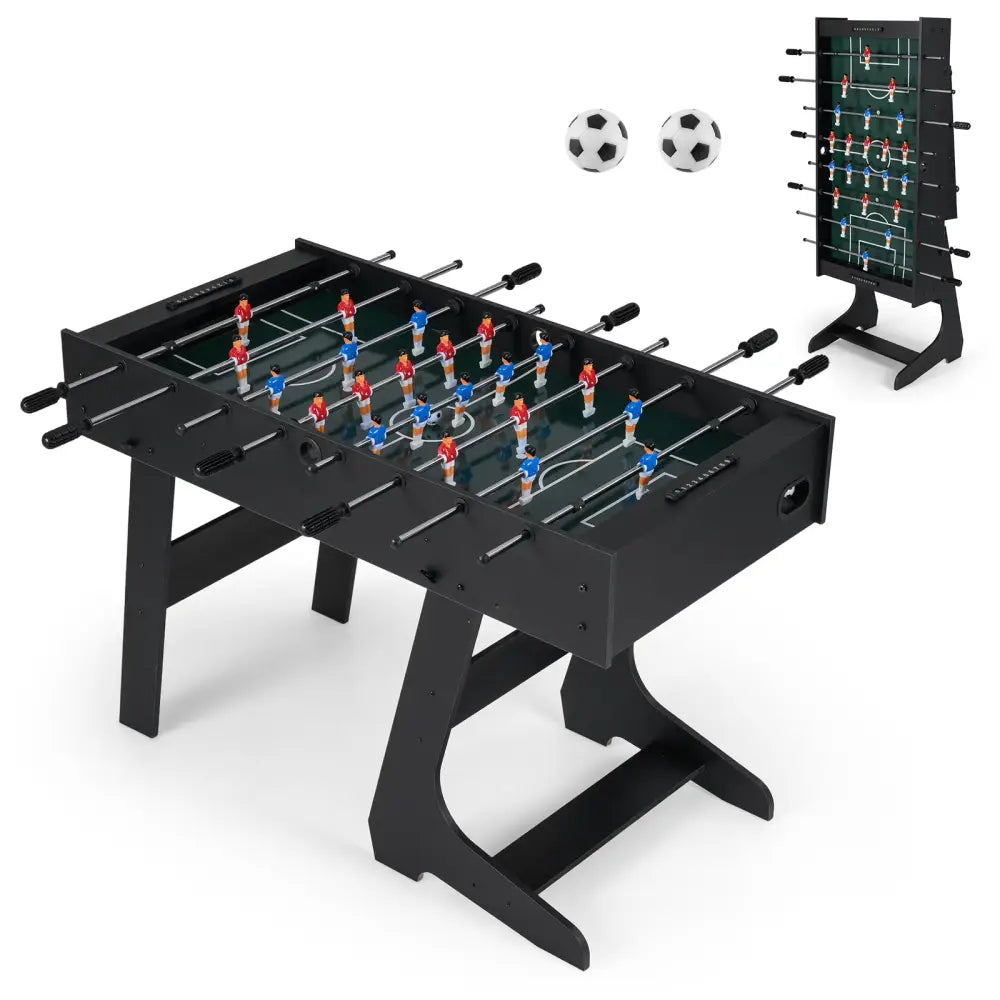Folding Foosball Table with 22 Players and Slide Scorers Space-Saving Game Table-Black - Black - Game Room