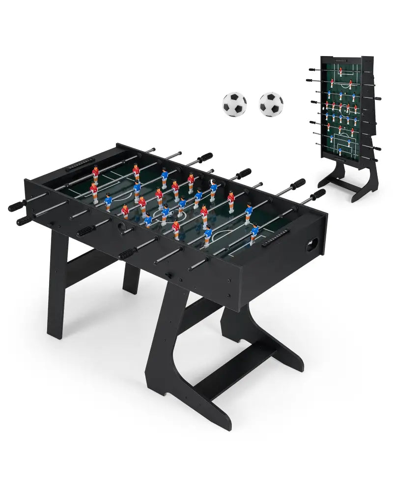 Folding Foosball Table with 22 Players and Slide Scorers Space-Saving Game Table-Black - Black - Game Room