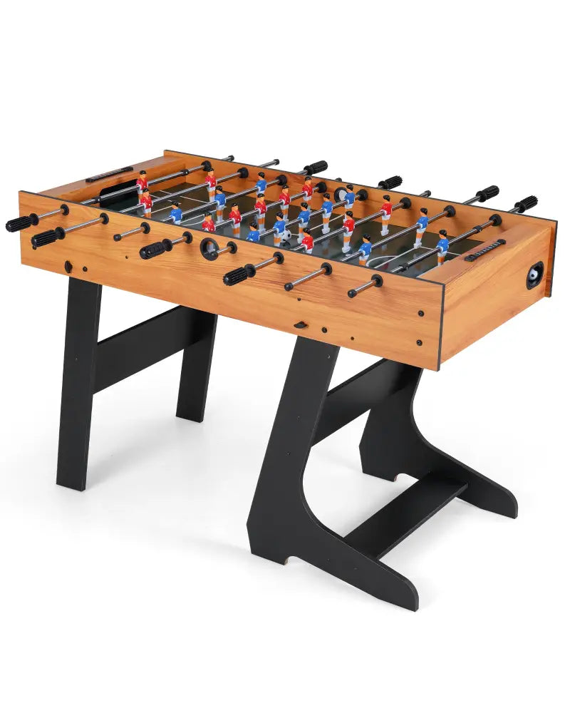 Folding Foosball Table with 22 Players and Slide Scorers Space-Saving Game Table-Natural - Natural - Game Room