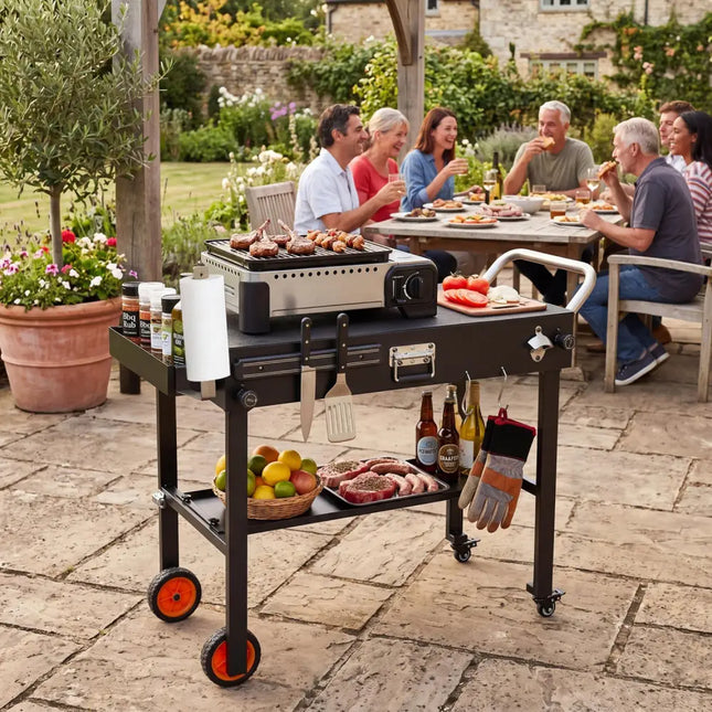 Folding Grill Cart for 17 and 22 Inch Griddles with Heat-Resistant Mat - Outdoor Grills