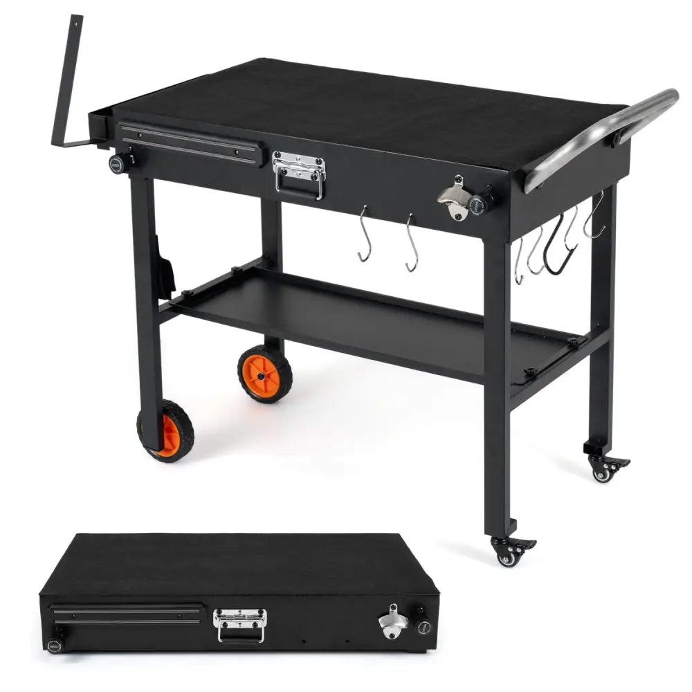 Folding Grill Cart for 17 and 22 Inch Griddles with Heat-Resistant Mat - Outdoor Grills