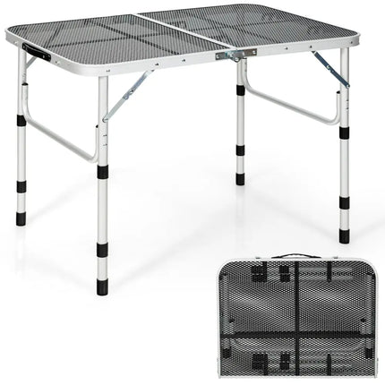 Folding Grill Table for Camping Lightweight Aluminum Metal Grill Stand Table-Silver - Silver - Camping Furniture