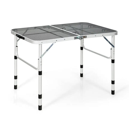 Folding Grill Table for Camping Lightweight Aluminum Metal Grill Stand Table-Silver - Silver - Camping Furniture