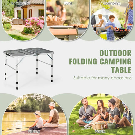 Folding Grill Table for Camping Lightweight Aluminum Metal Grill Stand Table-Silver - Silver - Camping Furniture