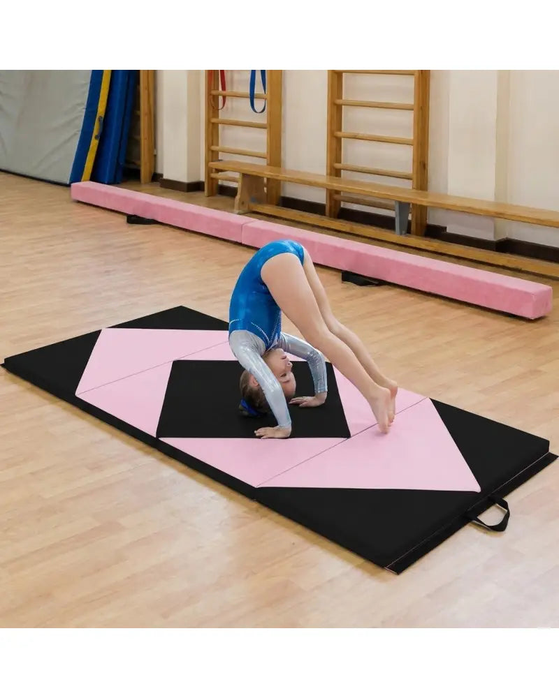 Folding Gymnastics Mat and Portable Floor Balance Beam Set - Yoga & Gym Mats