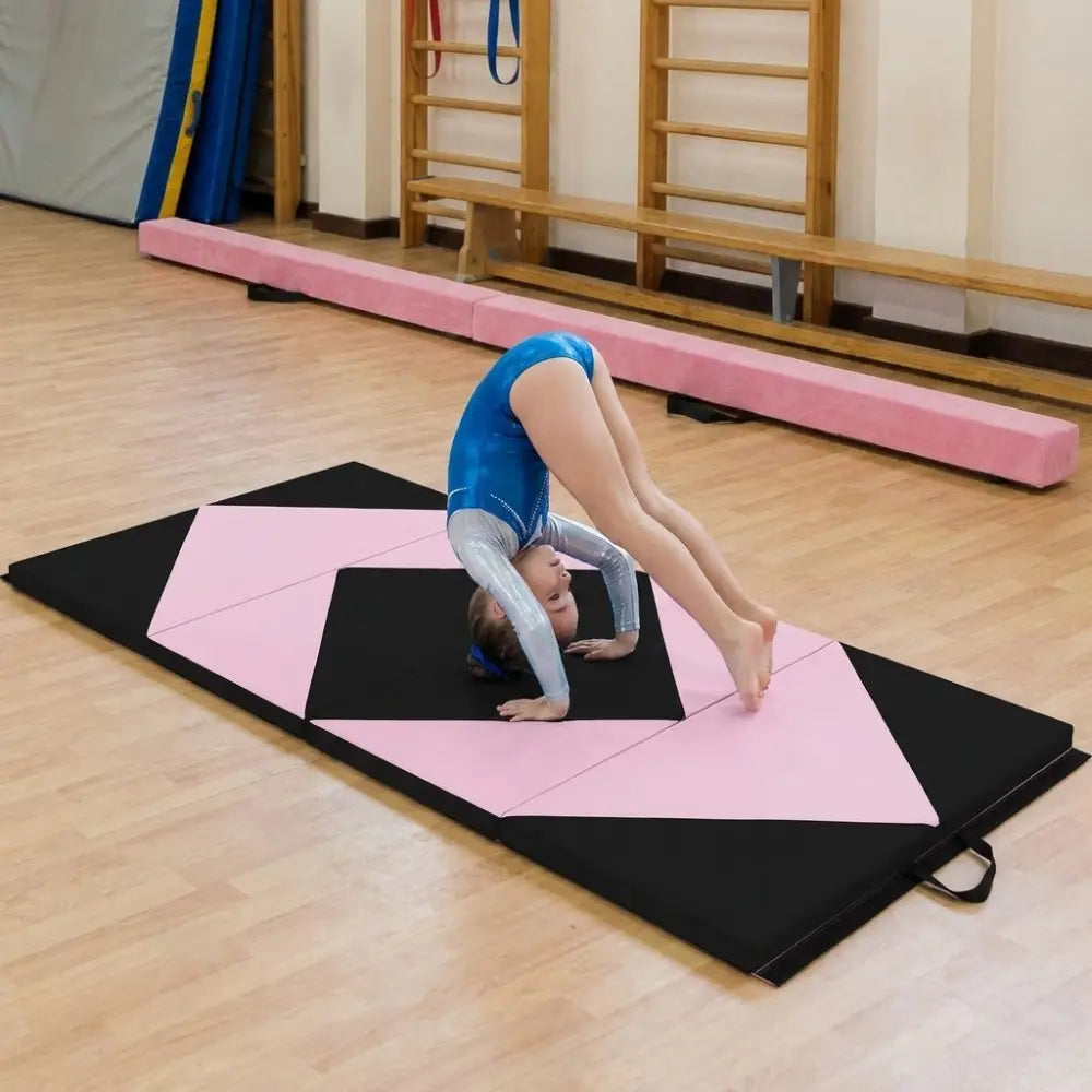 Folding Gymnastics Mat and Portable Floor Balance Beam Set - Yoga & Gym Mats