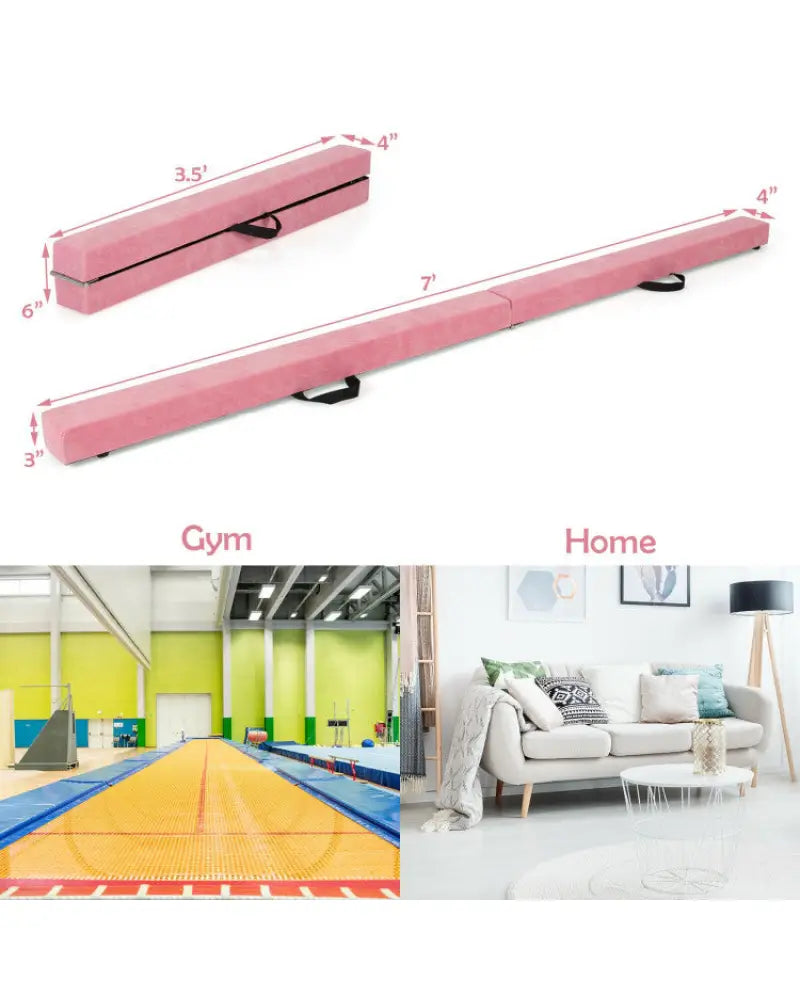 Folding Gymnastics Mat and Portable Floor Balance Beam Set - Yoga & Gym Mats