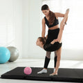 Folding Gymnastics Mat with Carry Handles and Sweatproof Detachable PU Leather Cover-Black - Black - Yoga & Gym Mats