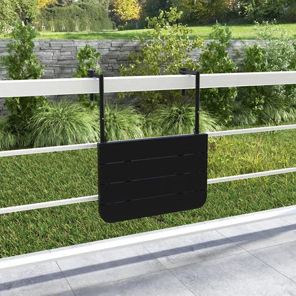 Folding Hanging Table with 3-Level Adjustable Height for Patio Balcony-Black - Black - Patio Tables