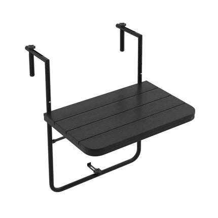 Folding Hanging Table with 3-Level Adjustable Height for Patio Balcony-Black - Black - Patio Tables