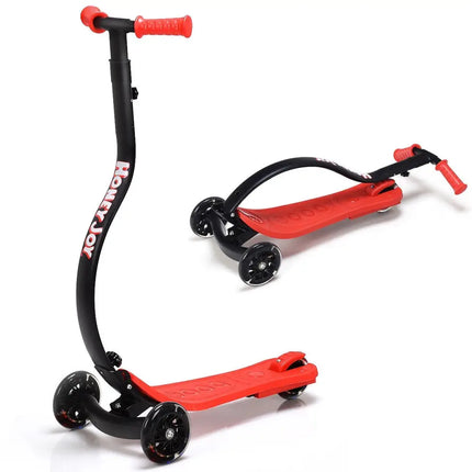 Folding Kids C Shape Anti-Collision Adjustable Kick Scooter -Red - Red - Scooters