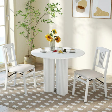 Folding Kitchen Chairs Set of 2 Upholstered Dining Chairs with Comfy Padded Seats-White - White - Dining Chairs