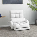 Folding Lazy Floor Chair Sofa with 6 Adjustable Position-White - White - Floor Chairs