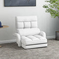 Folding Lazy Floor Chair Sofa with 6 Adjustable Position-White - White - Floor Chairs