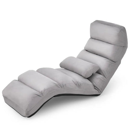 Folding Lazy Sofa Couch with Pillow-Gray - Gray - Floor Chairs
