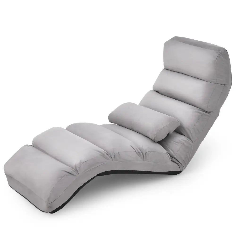 Folding Lazy Sofa Couch with Pillow-Gray - Gray - Floor Chairs