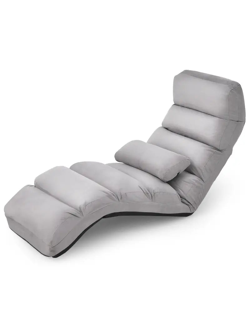 Folding Lazy Sofa Couch with Pillow-Gray - Gray - Floor Chairs