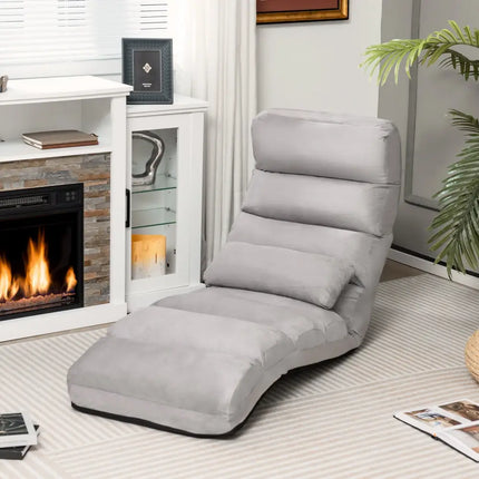 Folding Lazy Sofa Couch with Pillow-Gray - Gray - Floor Chairs