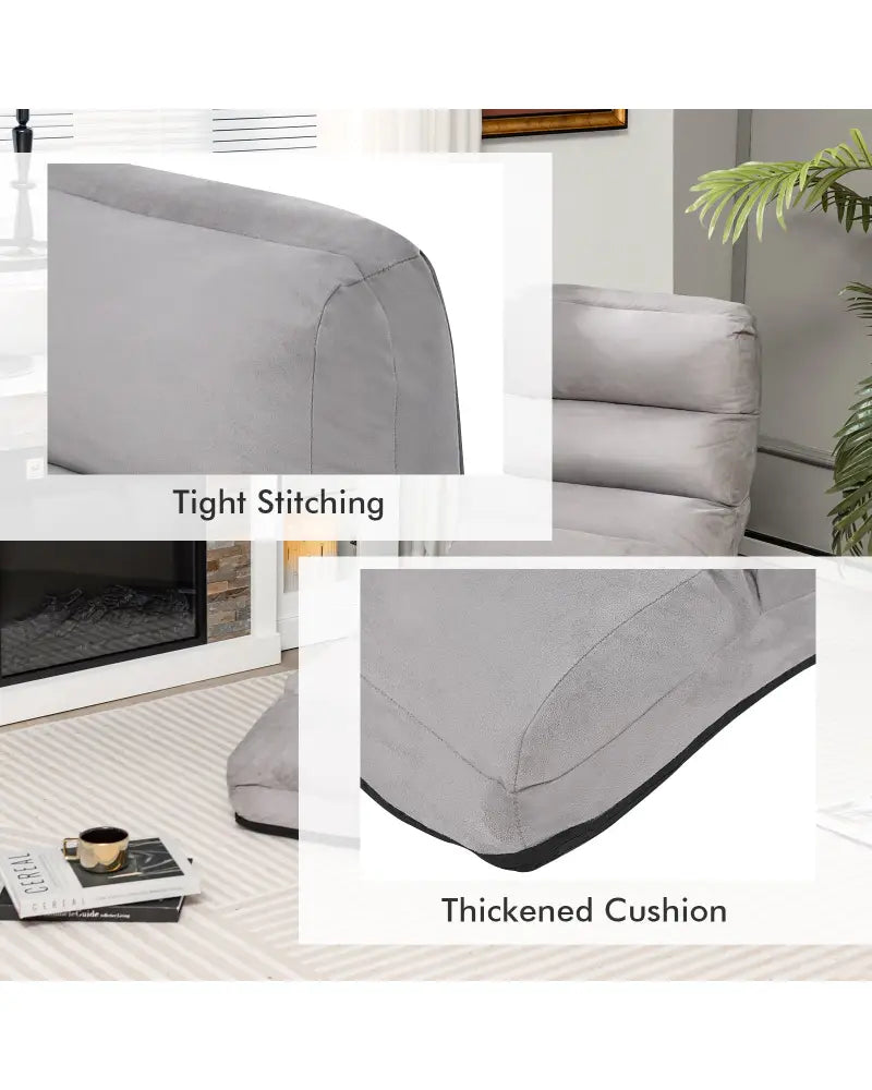 Folding Lazy Sofa Couch with Pillow-Gray - Gray - Floor Chairs