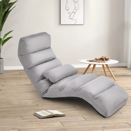 Folding Lazy Sofa Couch with Pillow-Gray - Gray - Floor Chairs