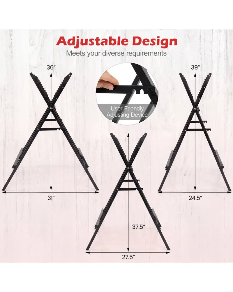Folding Log Saw Horse with Anti-Slip Sawteeth and Non-Slip Foot Pads Heavy Duty-Black - Black - Garages