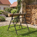Folding Log Saw Horse with Anti-Slip Sawteeth and Non-Slip Foot Pads Heavy Duty-Black - Black - Garages