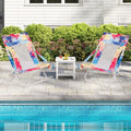 Folding Low Beach Chair Set of 2 Patio Sling Chairs with Padded Head Pillow-Pink - Pink - Outdoor Benches