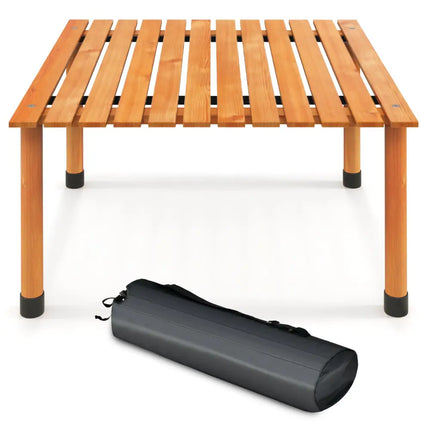 Folding Outdoor Camping Table with Carrying Bag for Picnics and Party-Natural - Natural - Camping Furniture