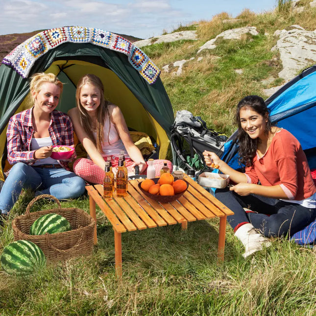 Folding Outdoor Camping Table with Carrying Bag for Picnics and Party-Natural - Natural - Camping Furniture