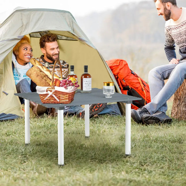 Folding Outdoor Camping Table with Carrying Bag for Picnics and Party-Gray - Gray - Camping Furniture