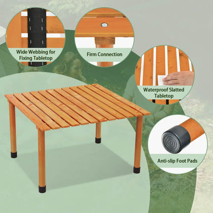 Folding Outdoor Camping Table with Carrying Bag for Picnics and Party-Natural - Natural - Camping Furniture