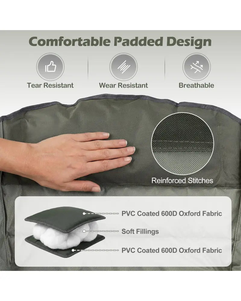 Folding Oversized Camping Chair with Side Pockets and Cup Holder-Green - Green - Camping Furniture