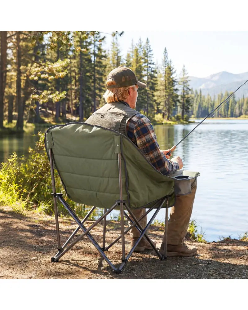 Folding Oversized Camping Chair with Side Pockets and Cup Holder-Green - Green - Camping Furniture